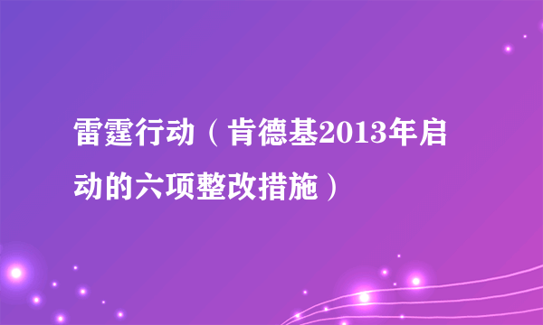 雷霆行动（肯德基2013年启动的六项整改措施）