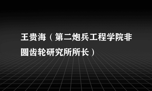 王贵海（第二炮兵工程学院非圆齿轮研究所所长）