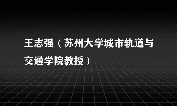 王志强（苏州大学城市轨道与交通学院教授）