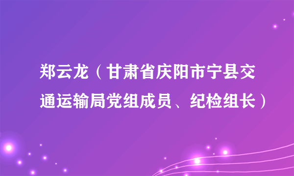 郑云龙（甘肃省庆阳市宁县交通运输局党组成员、纪检组长）