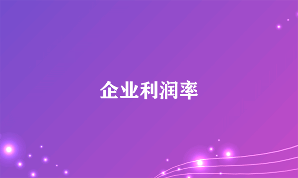 企业利润率