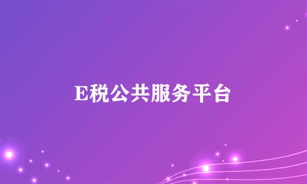 E税公共服务平台