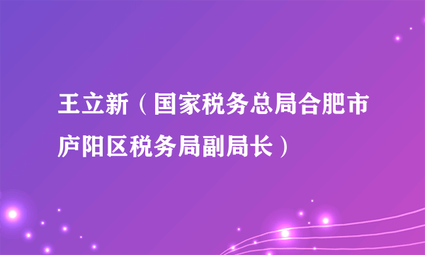 王立新（国家税务总局合肥市庐阳区税务局副局长）