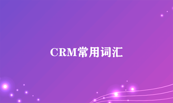 CRM常用词汇