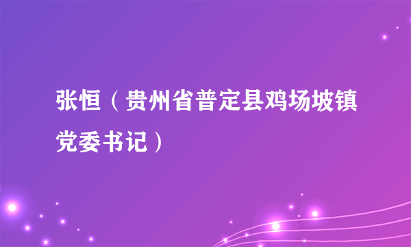 张恒（贵州省普定县鸡场坡镇党委书记）