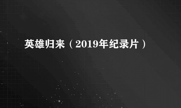 英雄归来（2019年纪录片）