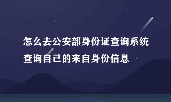 怎么去公安部身份证查询系统查询自己的来自身份信息