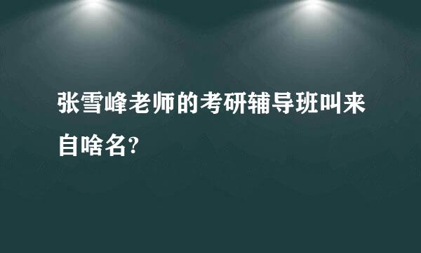 张雪峰老师的考研辅导班叫来自啥名?