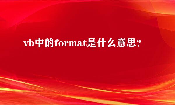 vb中的format是什么意思？