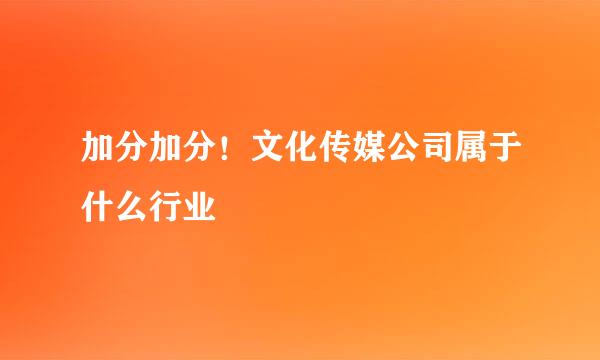 加分加分！文化传媒公司属于什么行业