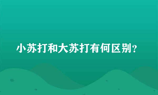 小苏打和大苏打有何区别？