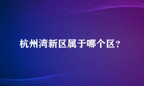 杭州湾新区属于哪个区？