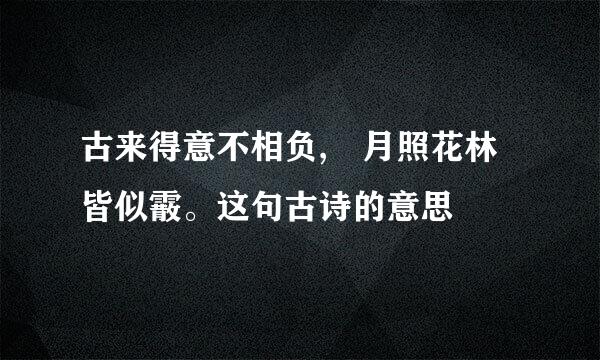 古来得意不相负, 月照花林皆似霰。这句古诗的意思