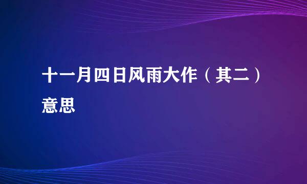 十一月四日风雨大作（其二）意思