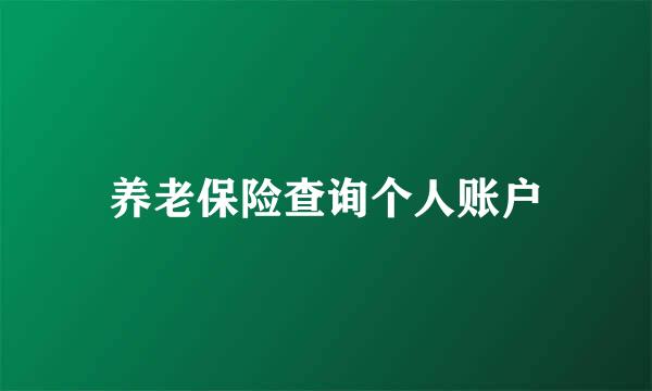 养老保险查询个人账户