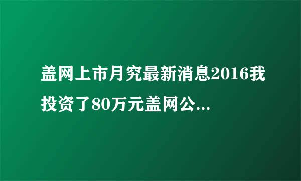 盖网上市月究最新消息2016我投资了80万元盖网公司说12月上市这是不是真的？