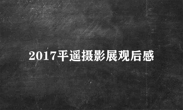 2017平遥摄影展观后感