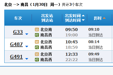 北京到南昌来自高铁什么时间