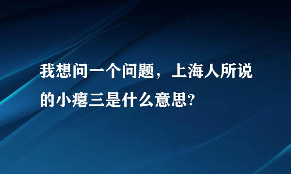 我想问一个问题，上海人所说的小瘪三是什么意思?