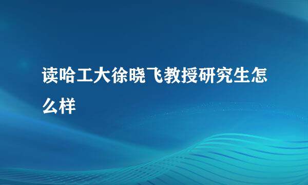 读哈工大徐晓飞教授研究生怎么样