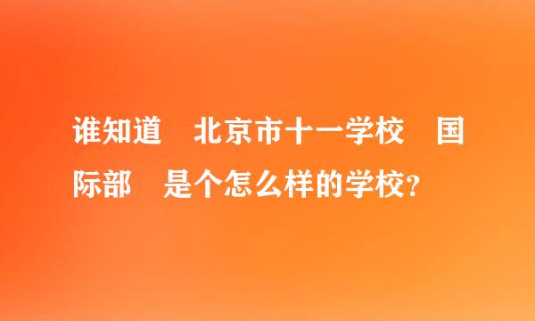 谁知道 北京市十一学校 国际部 是个怎么样的学校？