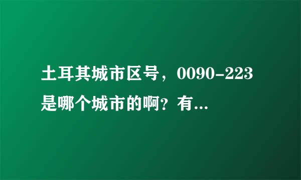 土耳其城市区号，0090-223是哪个城市的啊？有知道的吗