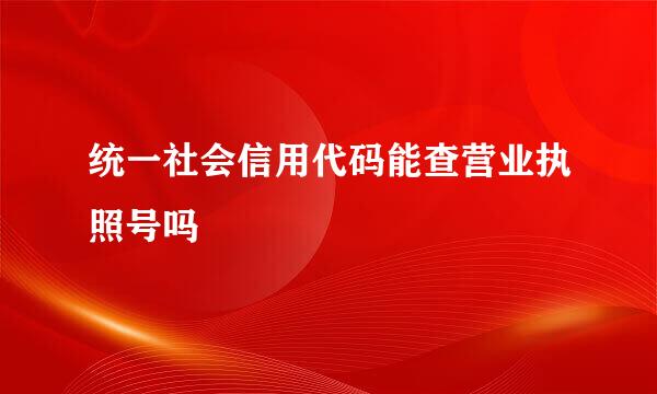 统一社会信用代码能查营业执照号吗