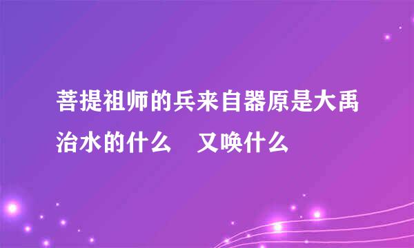 菩提祖师的兵来自器原是大禹治水的什么 又唤什么