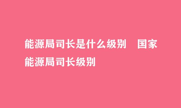 能源局司长是什么级别 国家能源局司长级别