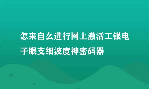 怎来自么进行网上激活工银电子眼支细波度神密码器