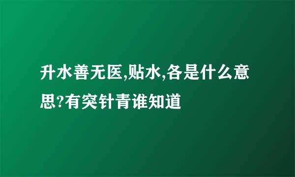 升水善无医,贴水,各是什么意思?有突针青谁知道