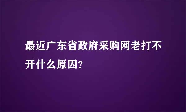 最近广东省政府采购网老打不开什么原因？