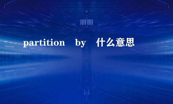 partition by 什么意思