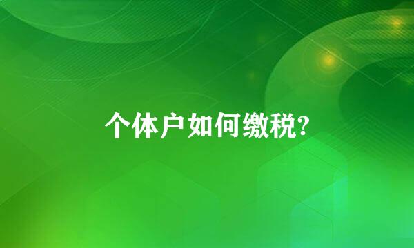 个体户如何缴税?