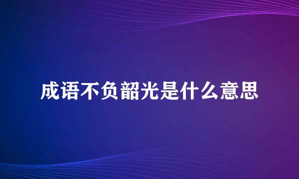 成语不负韶光是什么意思