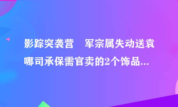 影踪突袭营 军宗属失动送袁哪司承保需官卖的2个饰品能，能一起戴吗？？