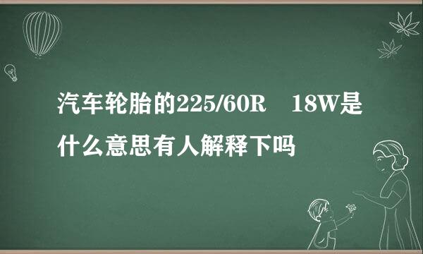 汽车轮胎的225/60R 18W是什么意思有人解释下吗