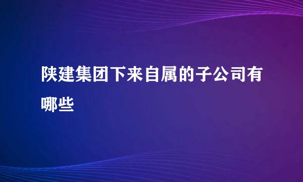 陕建集团下来自属的子公司有哪些