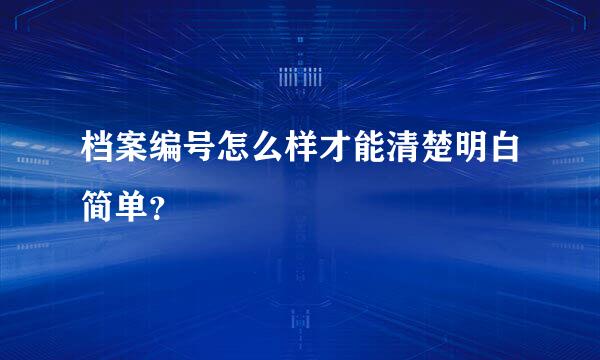 档案编号怎么样才能清楚明白简单？