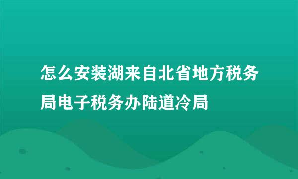 怎么安装湖来自北省地方税务局电子税务办陆道冷局