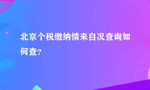 北京个税缴纳情来自况查询如何查？