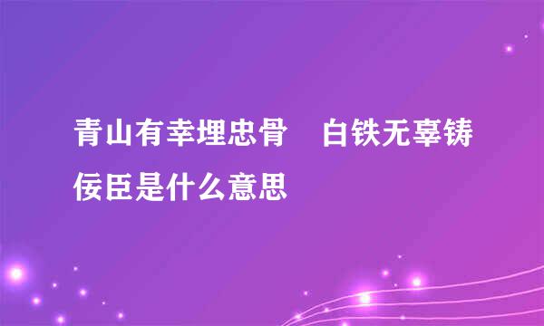 青山有幸埋忠骨 白铁无辜铸佞臣是什么意思