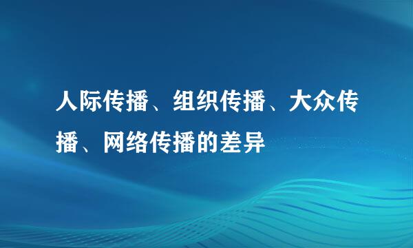 人际传播、组织传播、大众传播、网络传播的差异