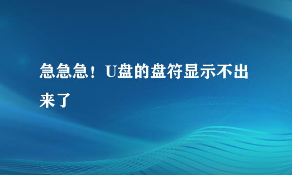 急急急！U盘的盘符显示不出来了