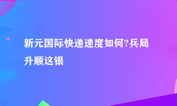 新元国际快递速度如何?兵局升顺这银