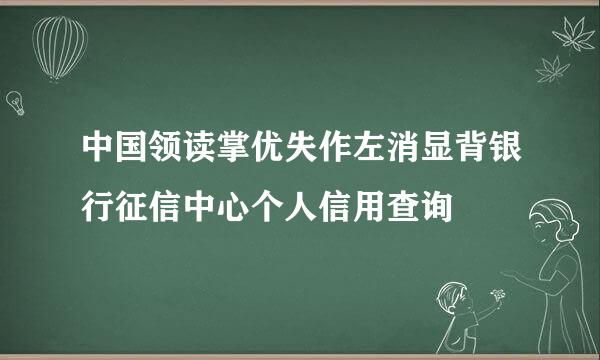 中国领读掌优失作左消显背银行征信中心个人信用查询