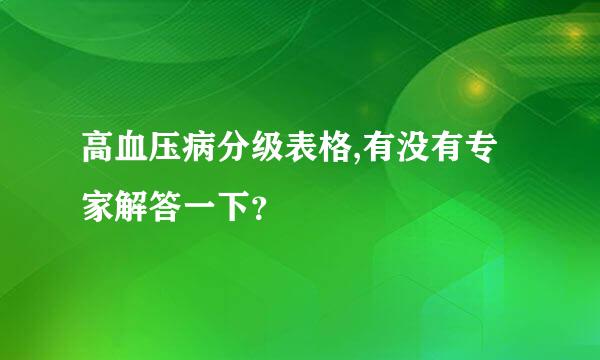 高血压病分级表格,有没有专家解答一下？