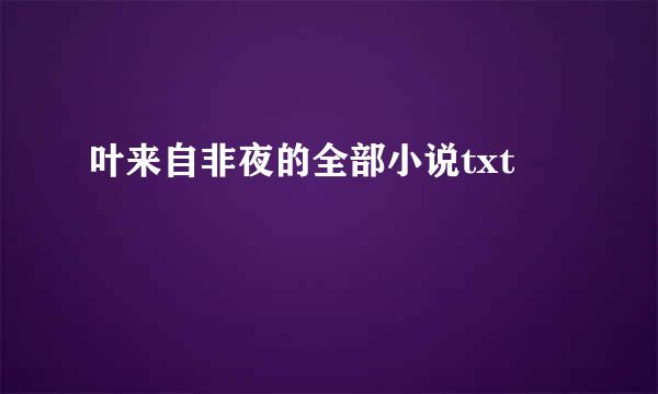 叶来自非夜的全部小说txt