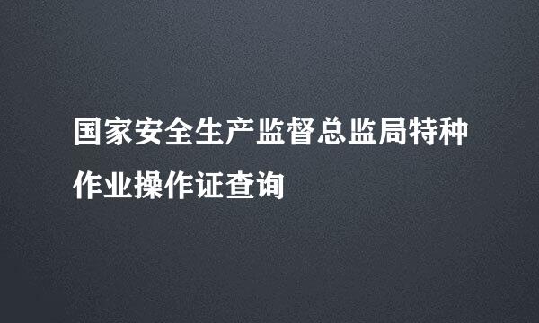 国家安全生产监督总监局特种作业操作证查询