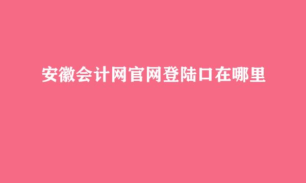 安徽会计网官网登陆口在哪里